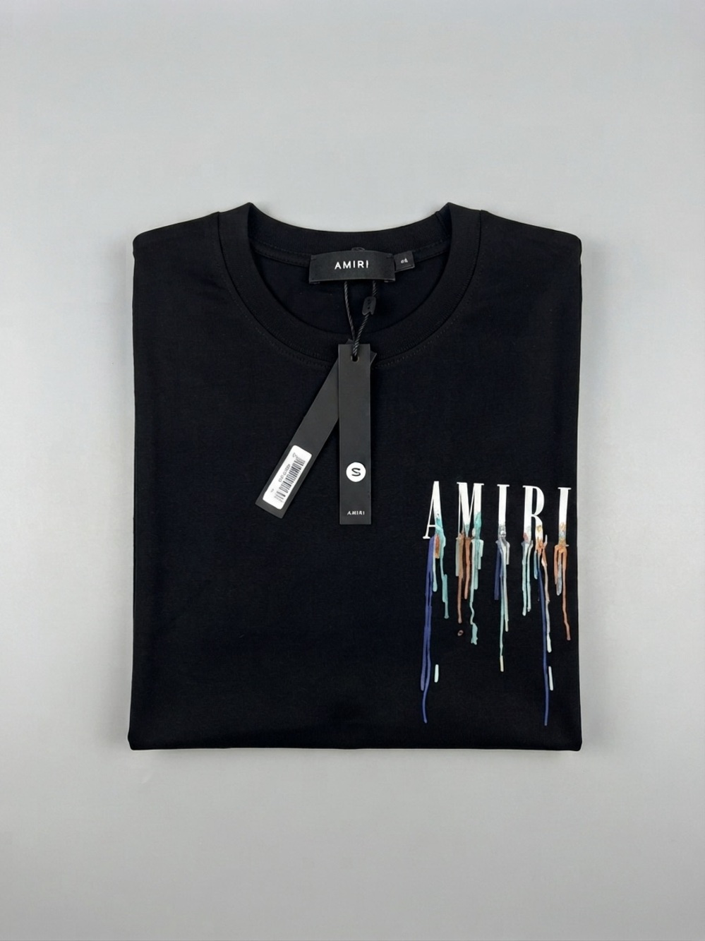 Black Crewneck Sweatshirt with Multicolor Drip Logo